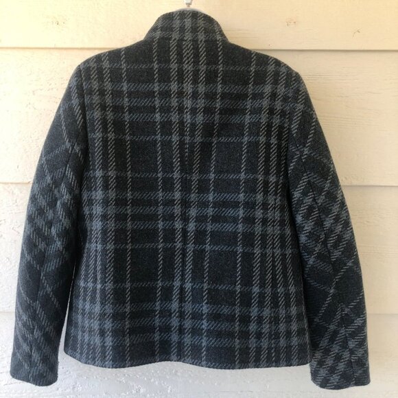 Talbot's Size 6 Blue/Gray Plaid Wool Blend Fully Lined Snap-Up Jacket - Picture 8 of 15